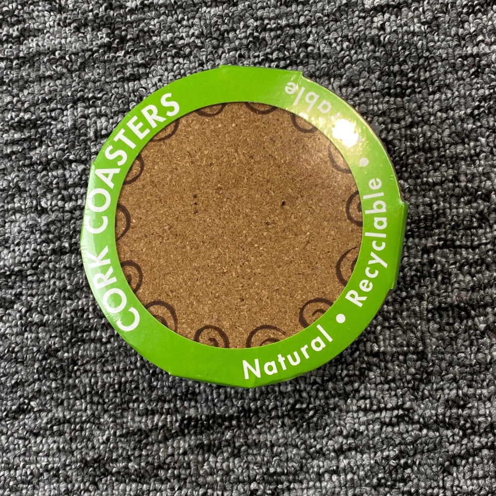 Thirstystone Cork Coasters Set of 8 Round 4 Inch Natural Cork New Sealed KO08